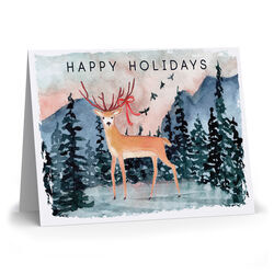Happy Holidays Deer Folded Holiday Cards